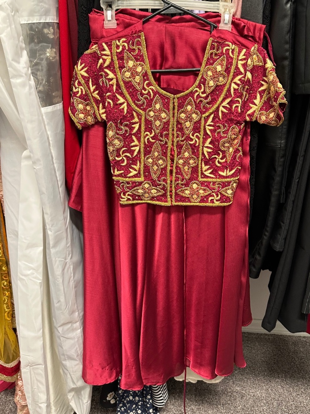 Burgundy Satin Lehenga